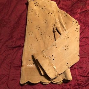 Tan Suede flower detail jacket